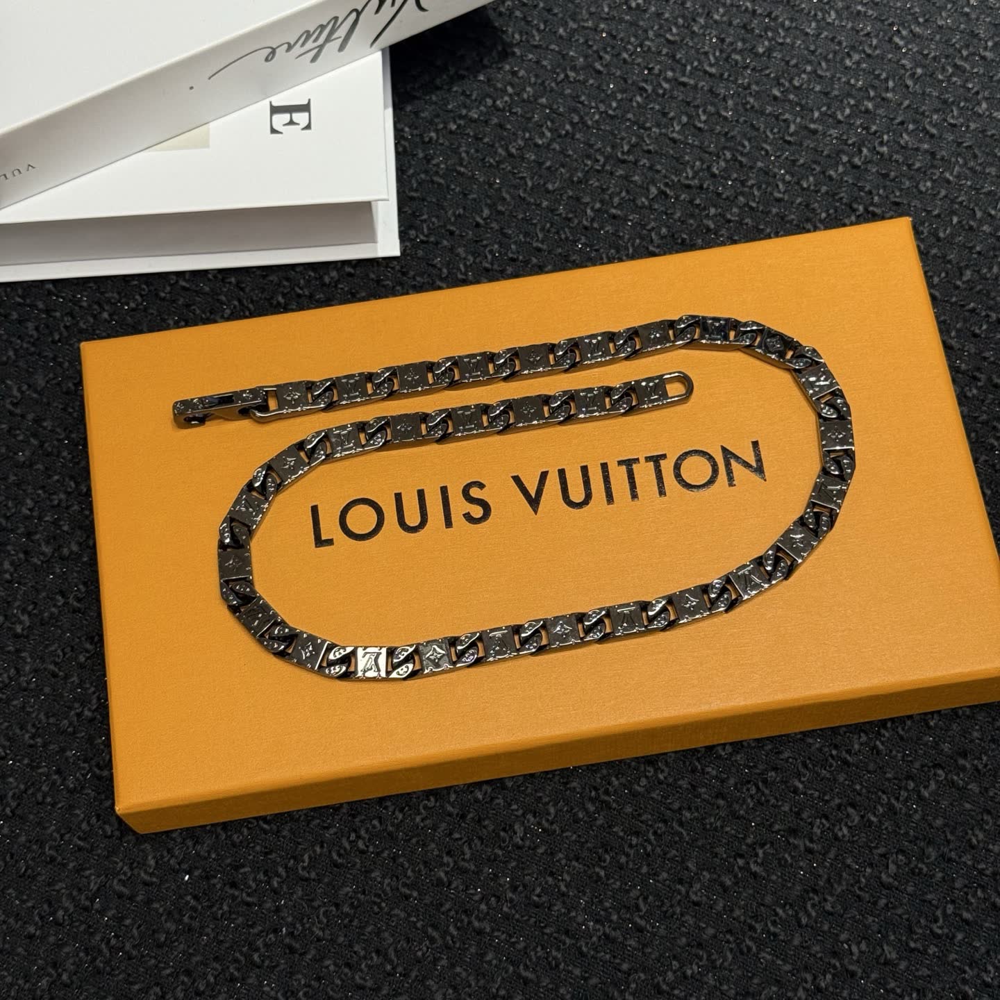 Louis Vuitton Monogram Canvas Chain Necklace Louis Vuitton Monogram Canvas Chain Necklace